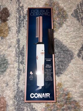 Conair Double Ceramic White & Rose Gold Straightening Comb